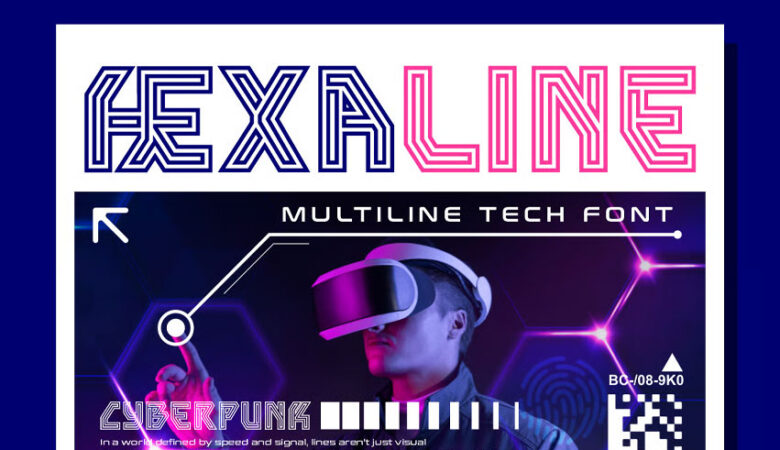Hexaline Multiline Tech Font