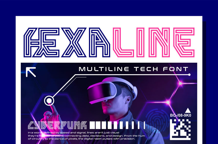Hexaline Multiline Tech Font