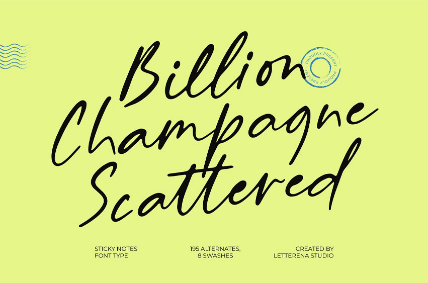 Billion Champagne Scattered Font