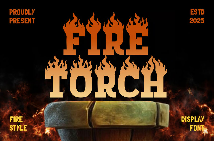 Fire Torch Flame Font