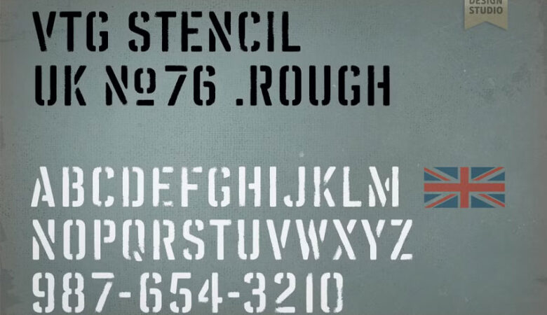 Vtg Stencil UK No. 76 Rough Font
