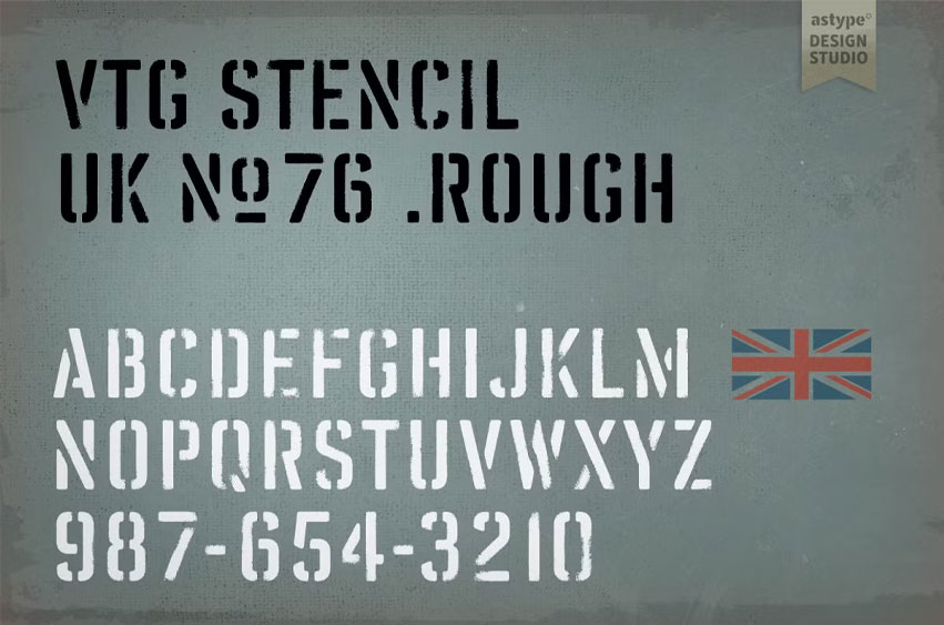 Vtg Stencil UK No. 76 Rough Font